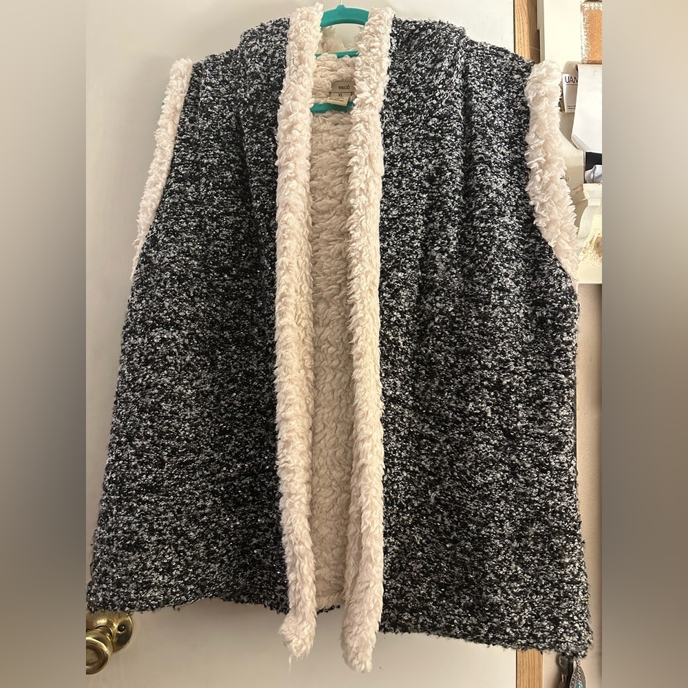 Cozy Black and White Sherpa Sweater Vest